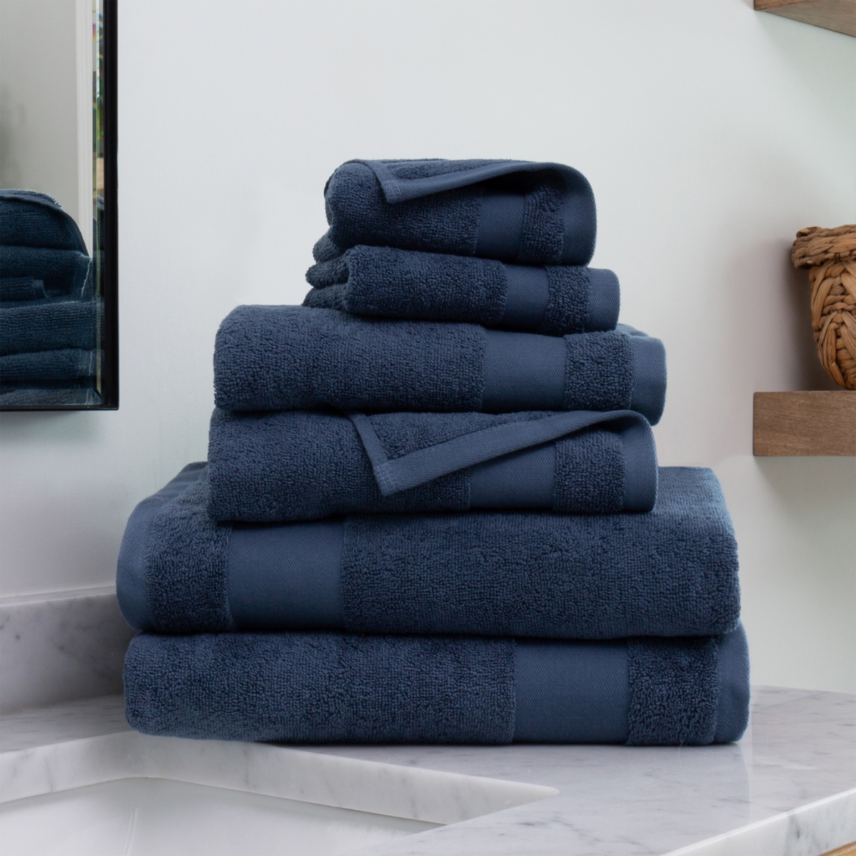 Picture of DDI 2364478 100 Percent Cotton Ultra Soft Bath Towel Sets&#44; Navy - 6 Piece - Pack of 4