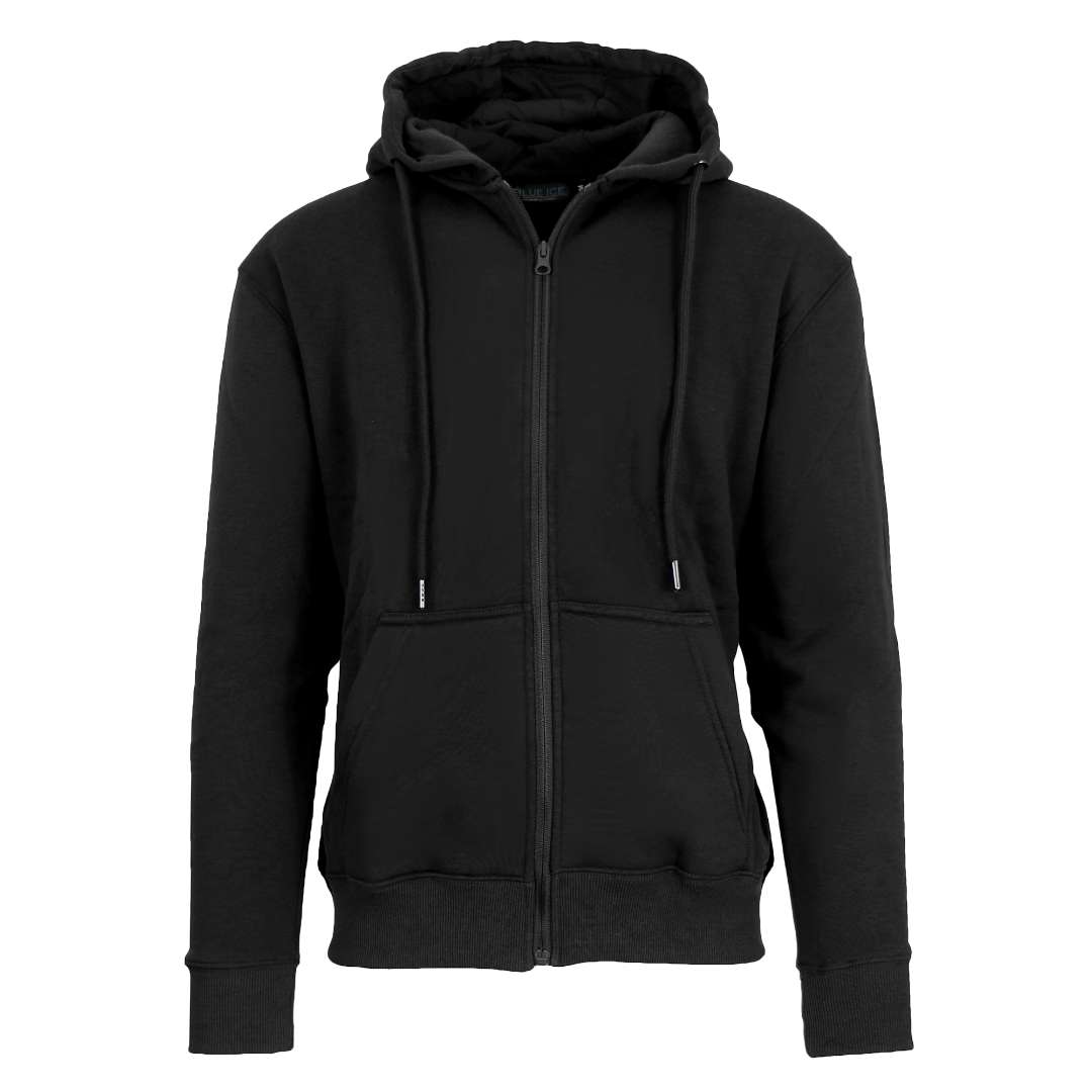 Men Fleece Zip Hoodie Jackets, Black - Medium & 2X - Pack of 24