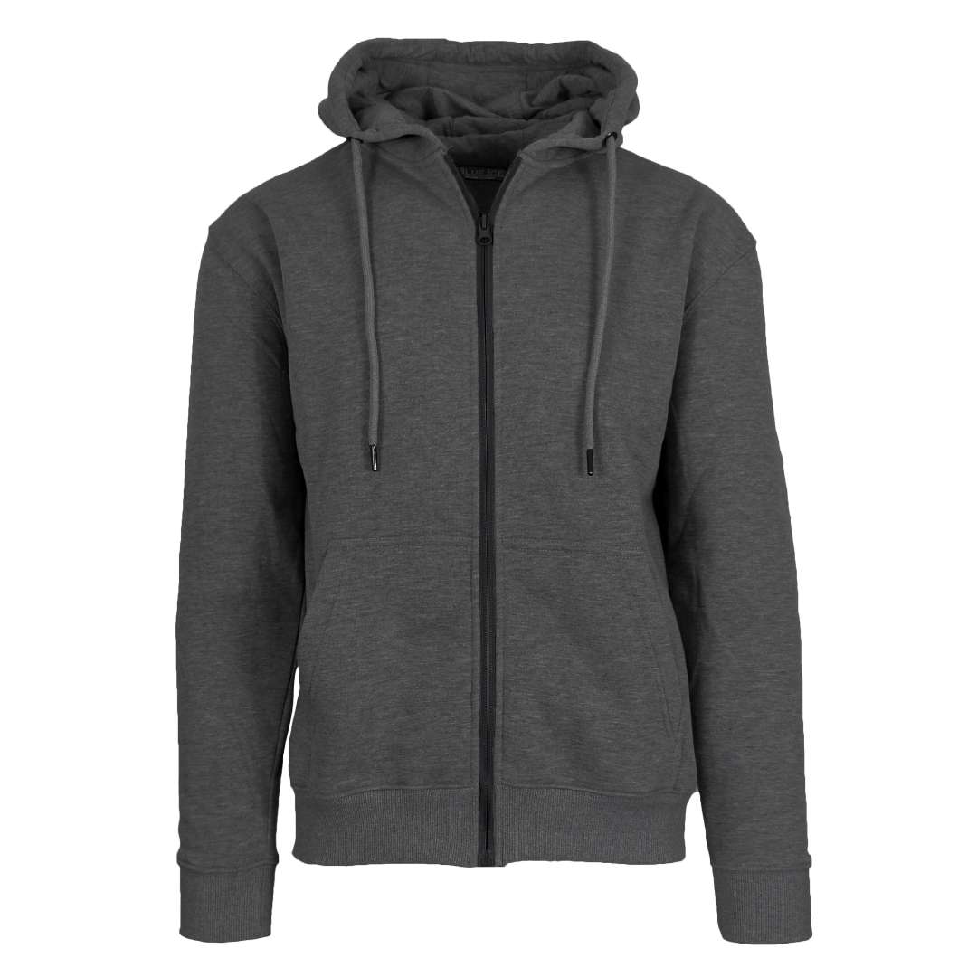 Men Fleece Zip Hoodie Jackets, Charcoal - Medium & 2X - Pack of 24
