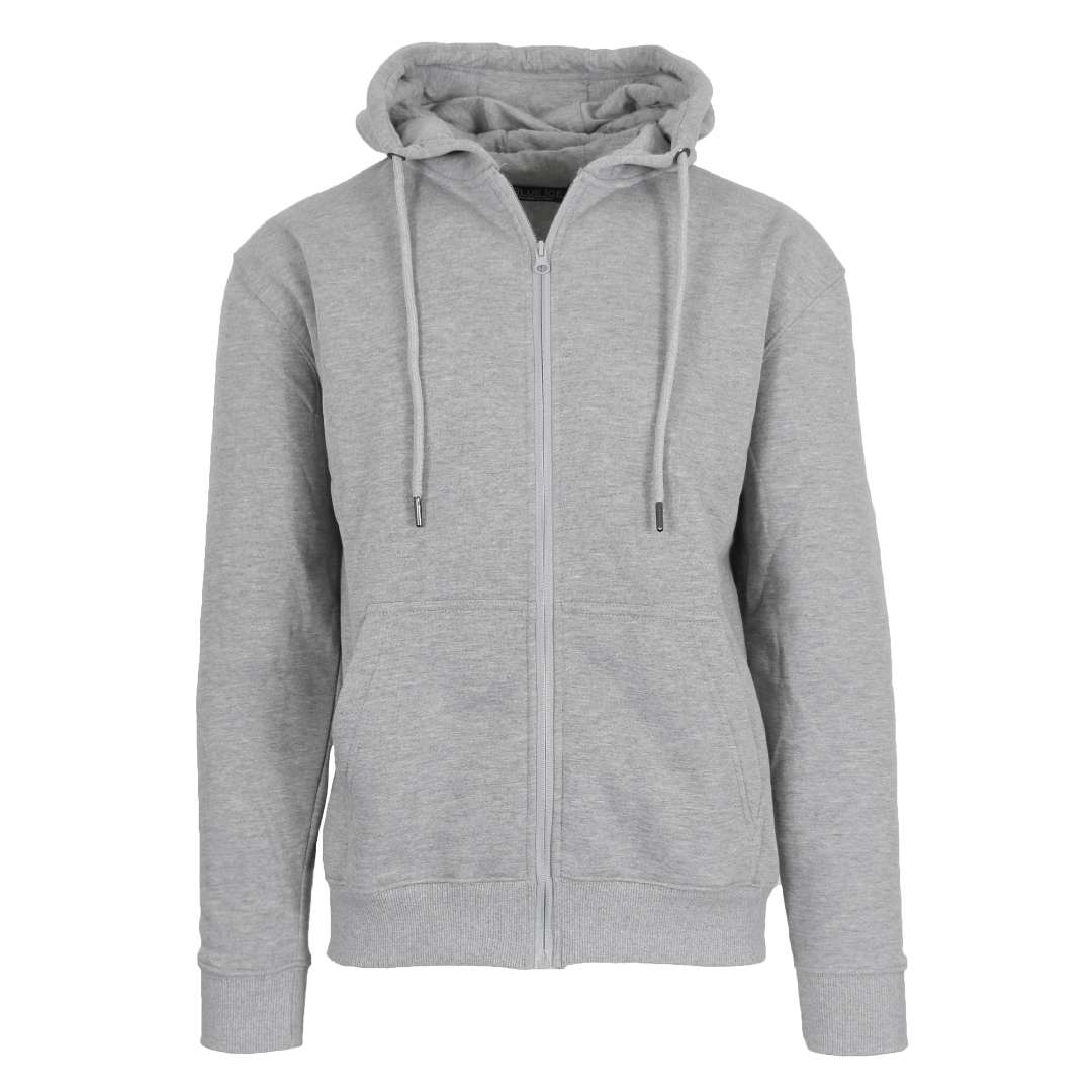Men Fleece Zip Hoodie Jackets, Heather Grey - Medium & 2X - Pack of 24