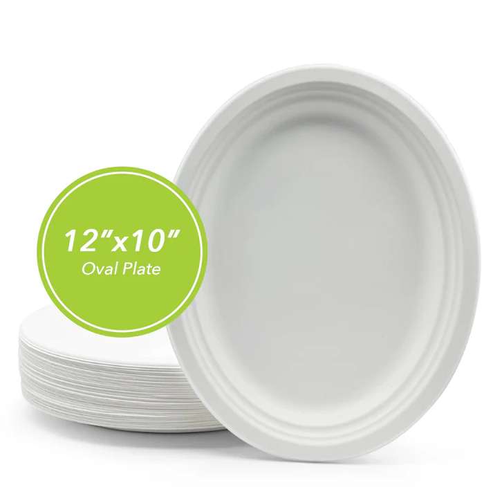 DDI 2379509  Bagasse Oval Plates, 25 Pack case of 500