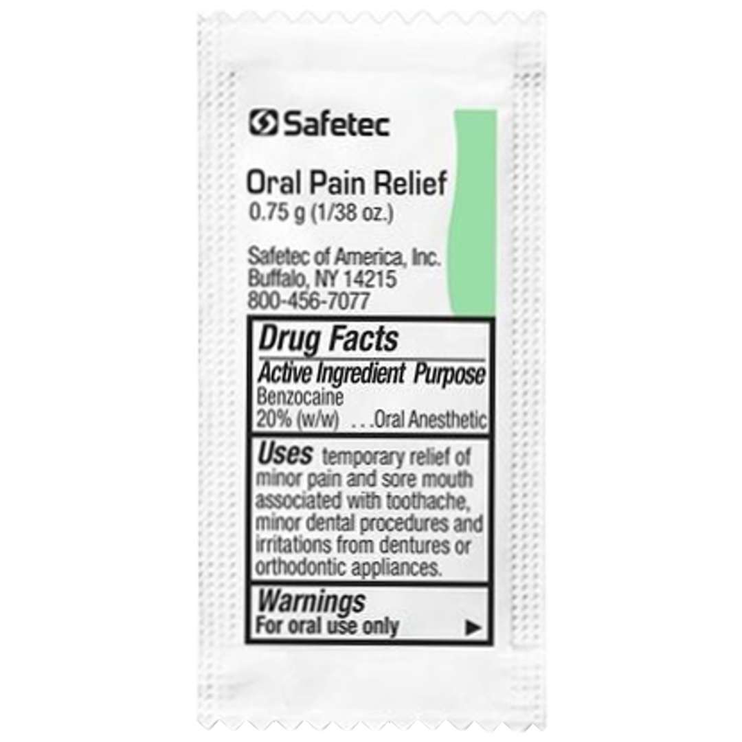 Picture of Safetec 665657 0.75g Oral Pain Relief Packets - Pack of 144