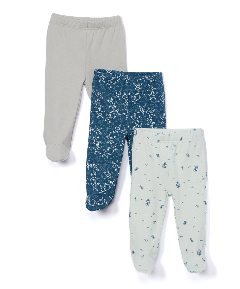DDI 2361432 Baby Footed Pants - Blue, 9 Months, 3 Pack case of 24