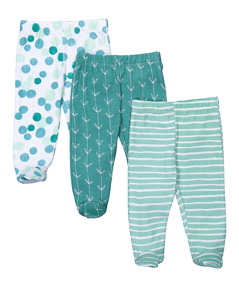 DDI 2361427 Baby Footed Pants - Green, 9 Months, 3 Pack case of 24