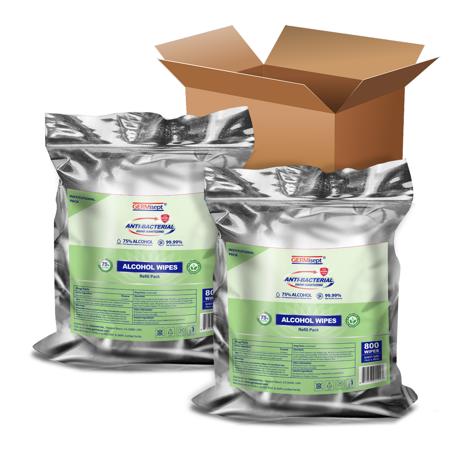 DDI 2351994  Antibacterial Wipes Refills - 800-Count, 2-Pack case of 2