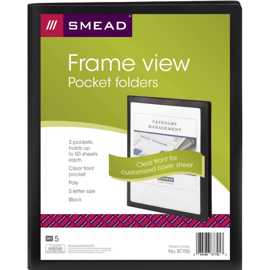 2385870 View 2-Poly Pocket Folders - Black case of 10
