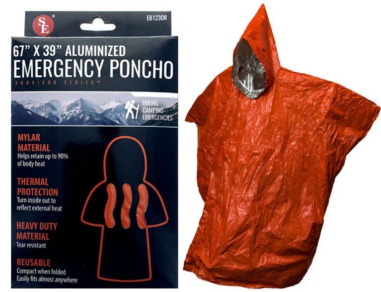 2385928 Orange Emergency Aluminized Poncho - 67 x 39 case of 24