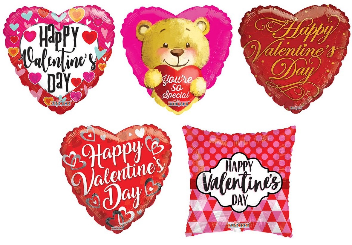 2368133 Mylar Valentine Balloons - Assorted, 18 case of 250
