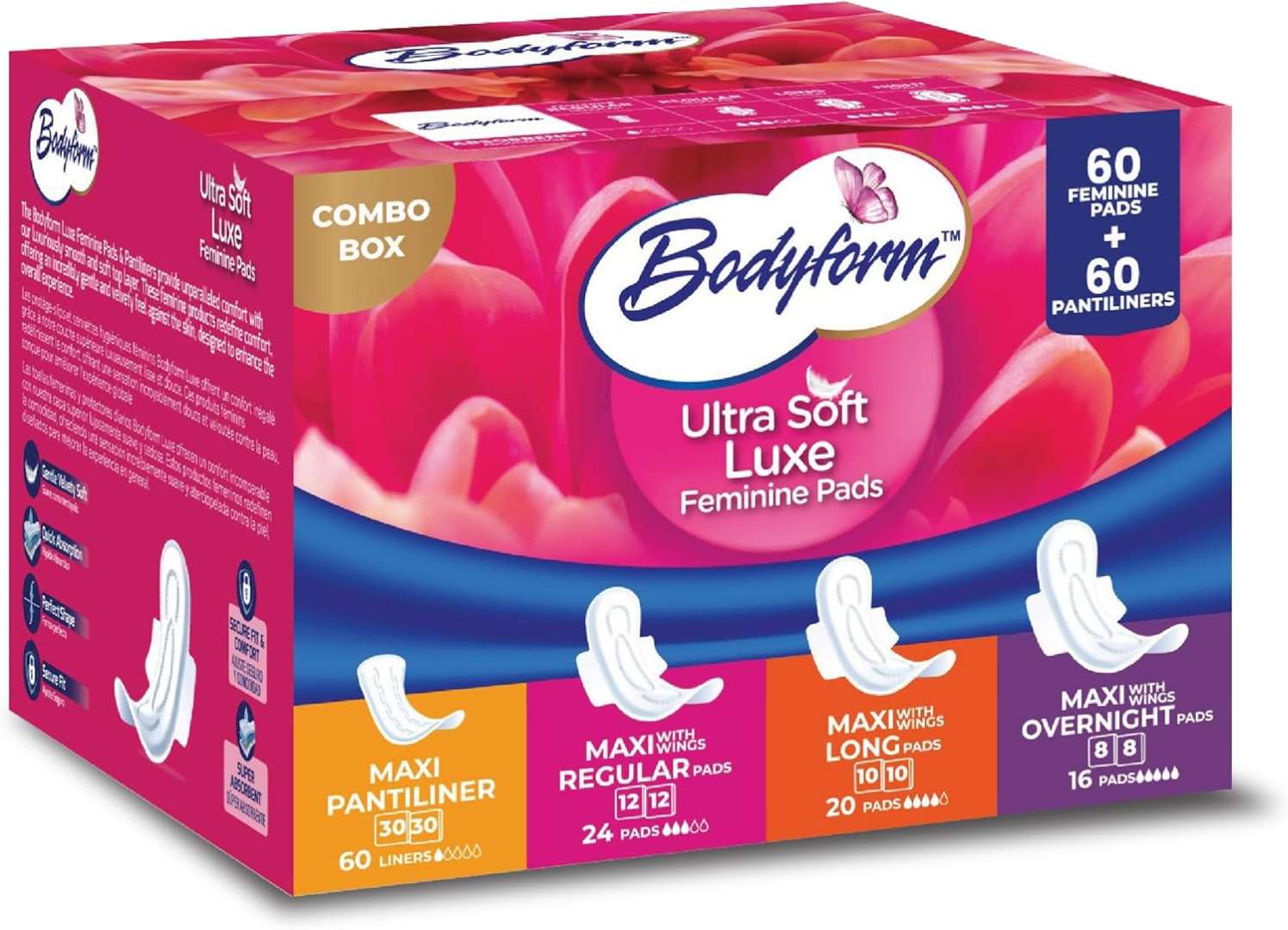 2382158 Maxi Pads Combo Box - Assorted Pads - 60 Maxi Pads & 60 Pantiliners case of 6