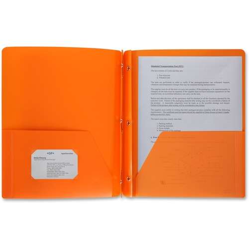 2383081 2 Pocket Poly Folders - 3 Prong, Orange case of 48
