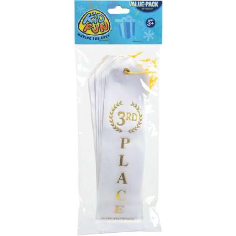 2385075 3rd Place Ribbons - White - Case of 192