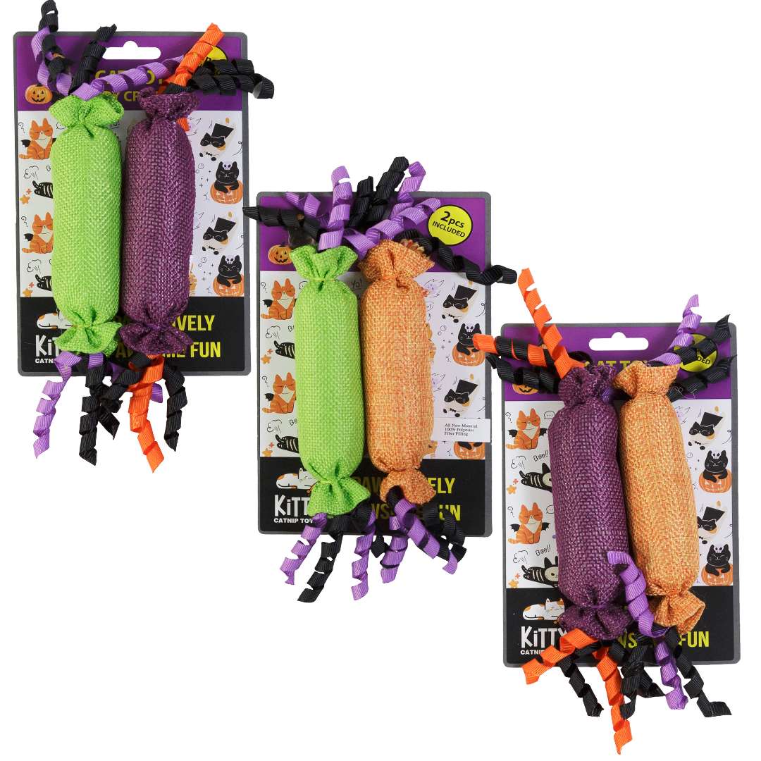 2385206 Halloween Candy Crinkle Cat Toys - Assorted 2 Packs case of 48