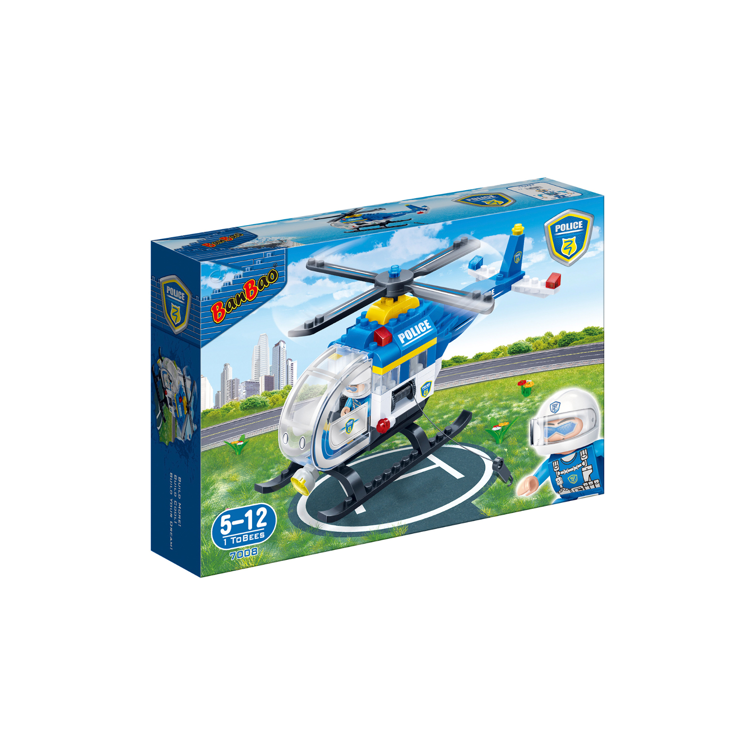 2361723 Police Chopper Interlocking Block Sets - 122 Pieces case of 24