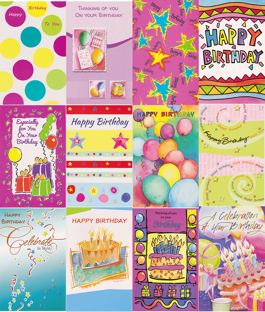 2357750 Birthday Cards - Assorted, 5x7 case of 144