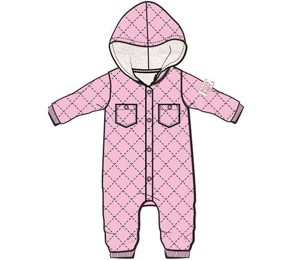 2380650 Newborn Quilted Romper, Pink, 0-9M case of 48