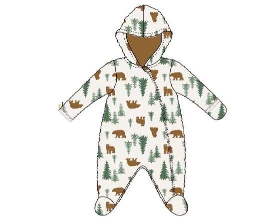 2380673 Boys' Footed Plush Pram Bodysuits, Brown, 0-9M case of 48