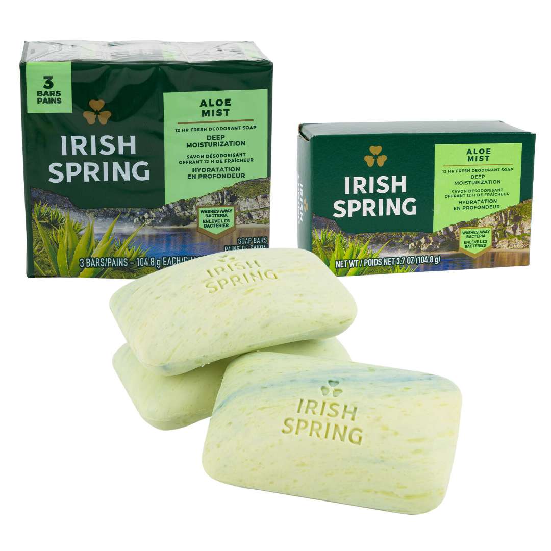 2382033 Irish Spring Aloe Soap - 3.7 oz, 3 Pack case of 18