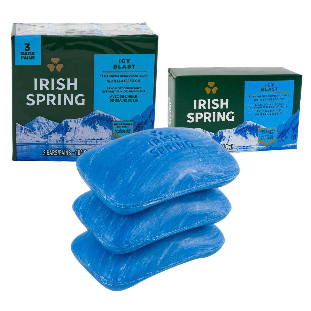 2382034 Irish Spring Icy Blast Soap, 3.7 oz - 3 Pack case of 18