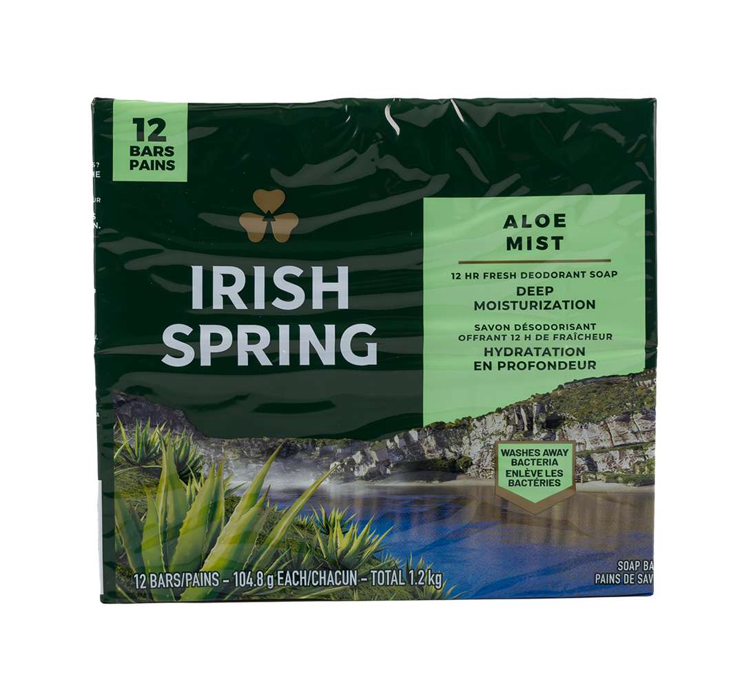 2382039 Irish Spring Aloe Mist Bar Soap - 12 Pack, 3.7 oz case of 6