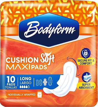 2382112 Cushion Soft Maxi Pads with Wings, Long -10 Count case of 24