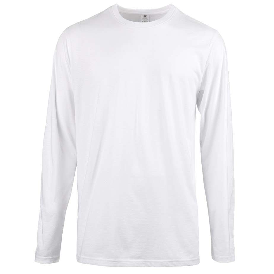 2373859 Men's Crew Neck Long Sleeve T-Shirts - White, 2X case of 60