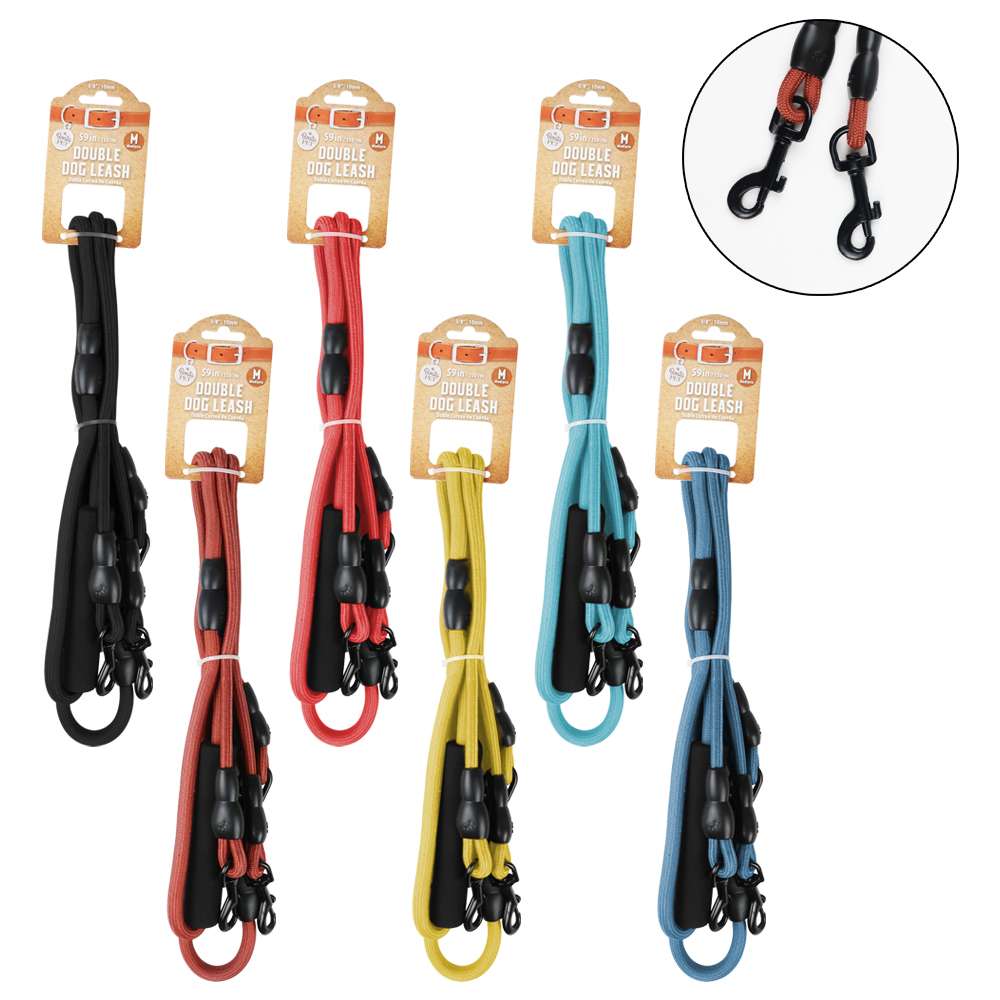 2379370 Pet Double Rope Leash, Assorted, Medium case of 96