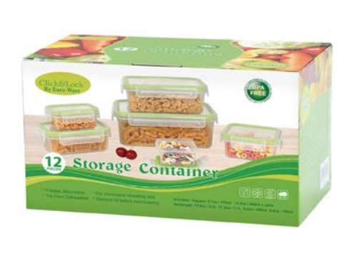 2385165 Click & Lock Storage Containers - 12Pc, Assorted Sizes case of 6