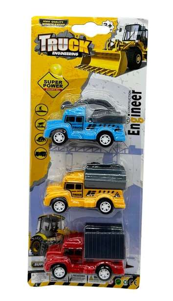 2385227 Pull-Back Construction Trucks, 3 Pack case of 144