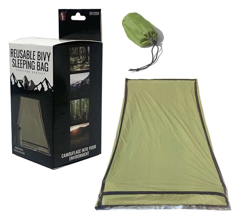 2385867 Heavy-Duty Emergency Bivy Aluminized PE Sleeping Bag, Green - 84 x 36 case of 72