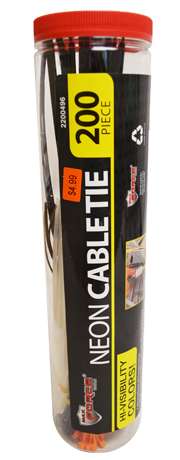 2387094 Neon Cable Ties, 200 Count - 4 to 12 case of 48
