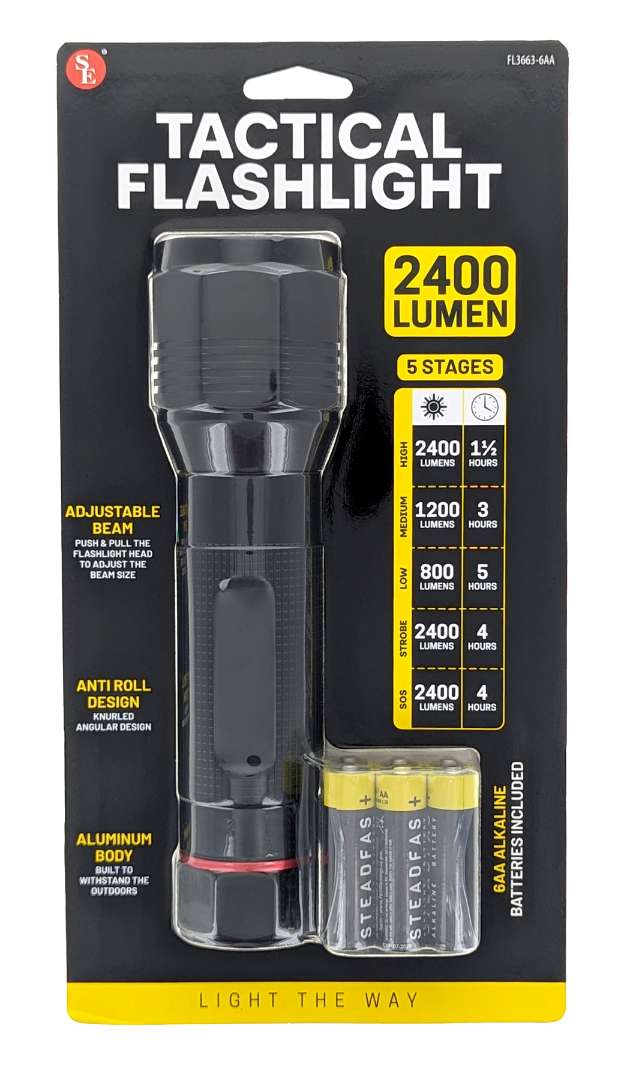 2387214 2400 Lumen Heavy DutyTactical Flashlight, Black - 7.5 case of 12