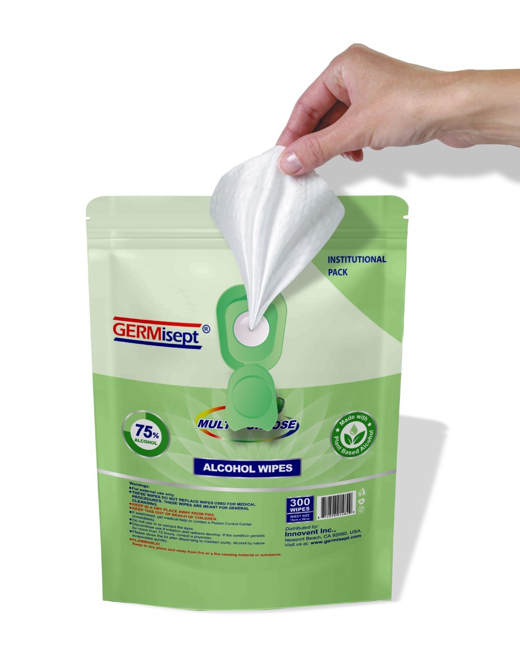 2352268 Multipurpose 75% Alcohol Wipes - 300-Count case of 8