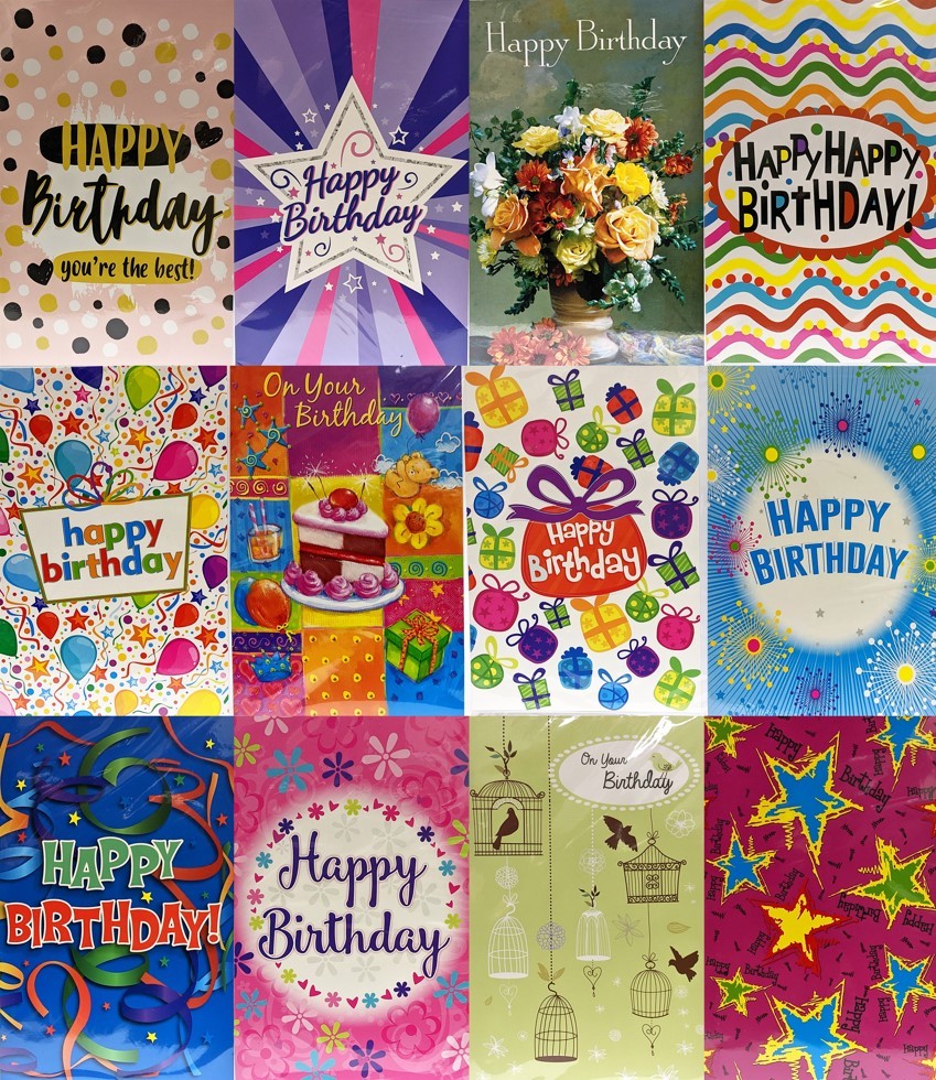 2343126 Birthday Cards - Assorted, 5x7.75 case of 288