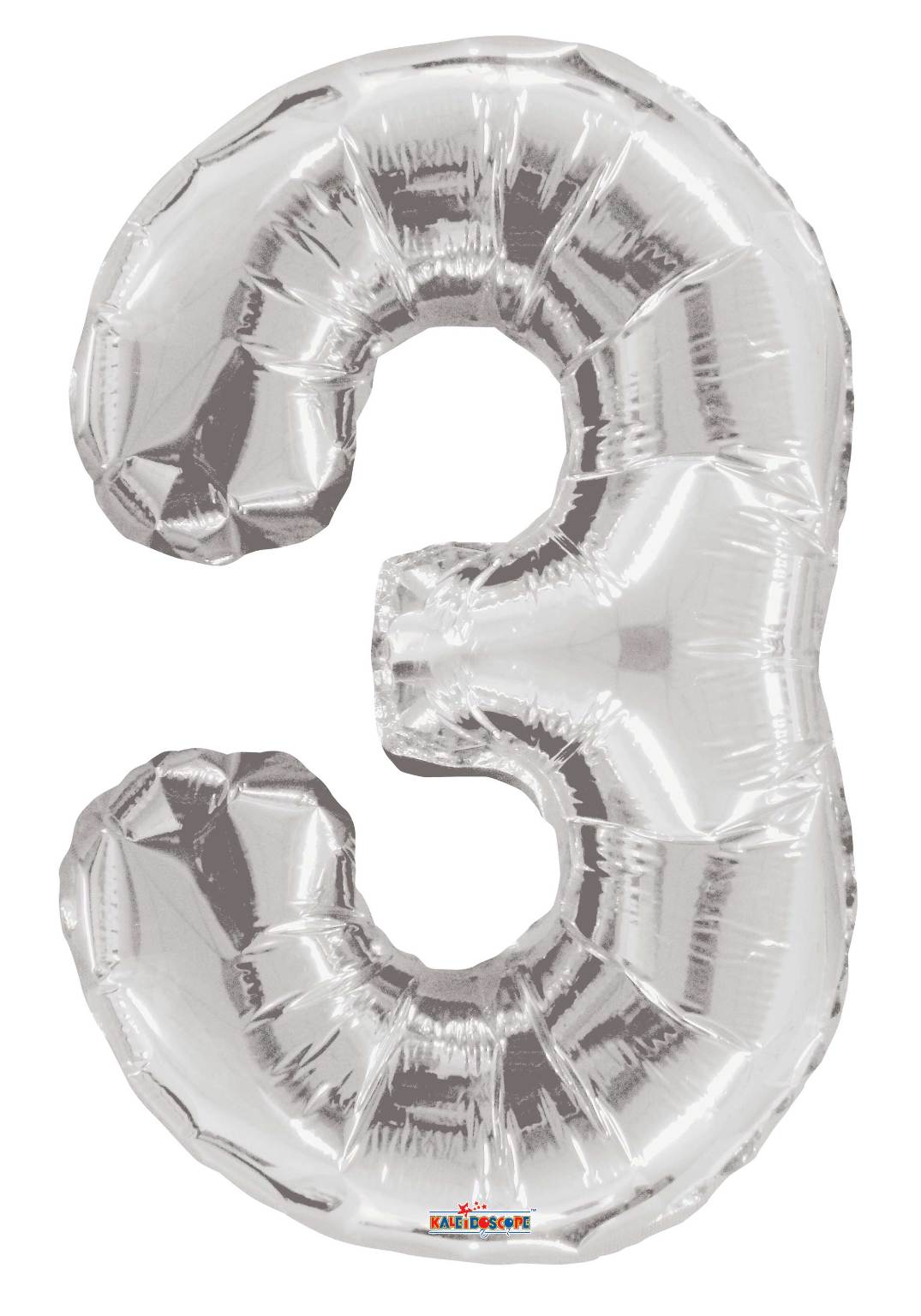 2354762 Mylar Number 3 Balloons - Silver, 34 case of 48