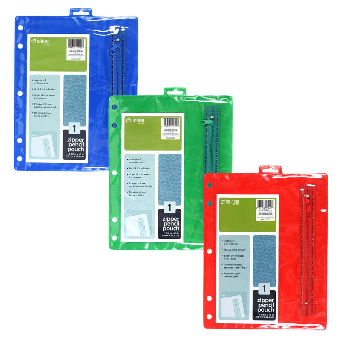 2378420 Zipper Poly Pencil Pouch, Assorted case of 144