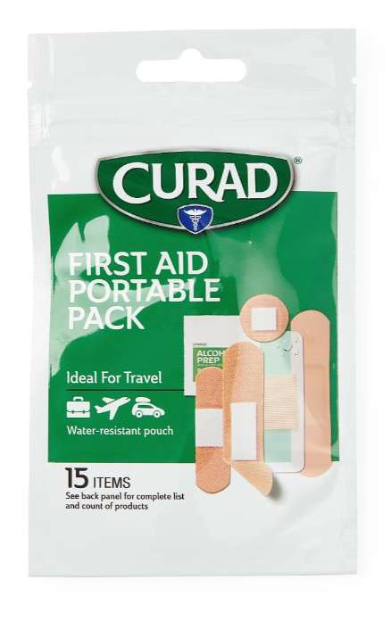 2378821 CURAD First Aid Portable Pack Kits, 15 Piece case of 48
