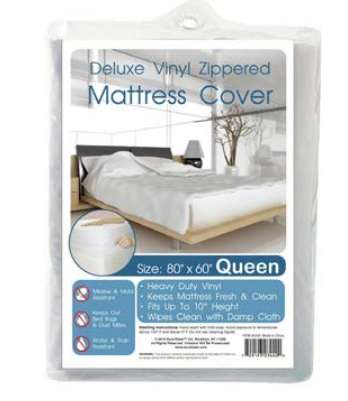 2385213 Heavy Duty Zippered Mattress Covers - Queen, White case of 24