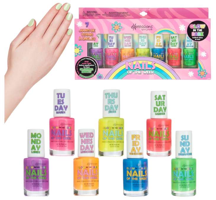 2378616 Nails of the Week Set - 7 Pieces, Glow in the Dark case of 24