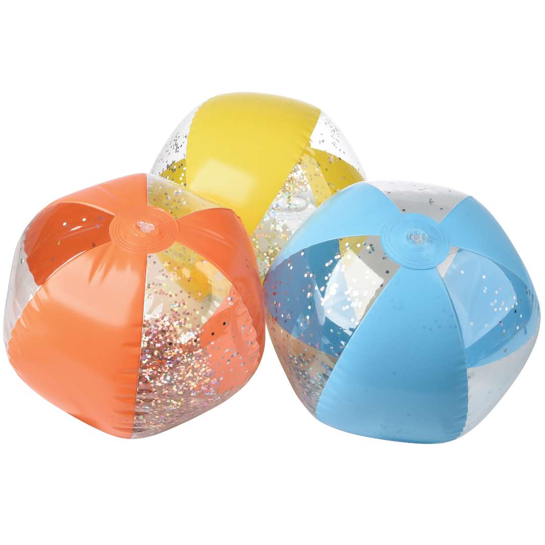 2384955 Glitter Stripe Beach Ball - Assorted Color - Case of 48