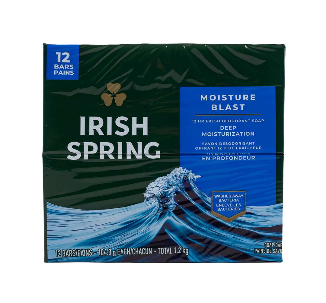 2382041 Irish Spring Moisture Blast Soap - 12 Pack, 3.7 oz case of 6