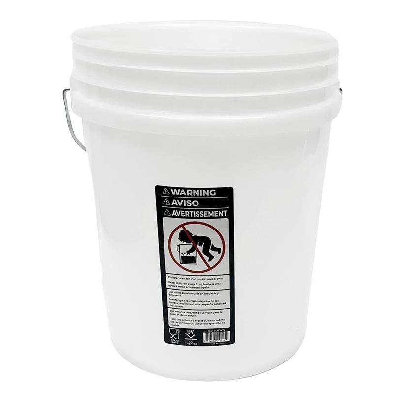 2385799 5 Gallon Plastic Bucket - White case of 6
