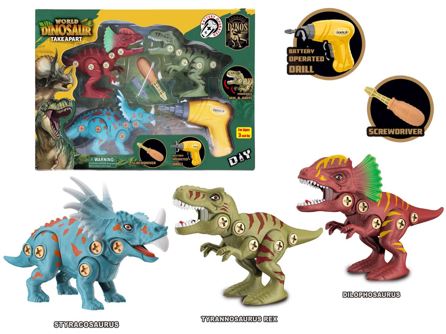 2380759 Take Apart Dinosaur Playsets, 6 Piece case of 12