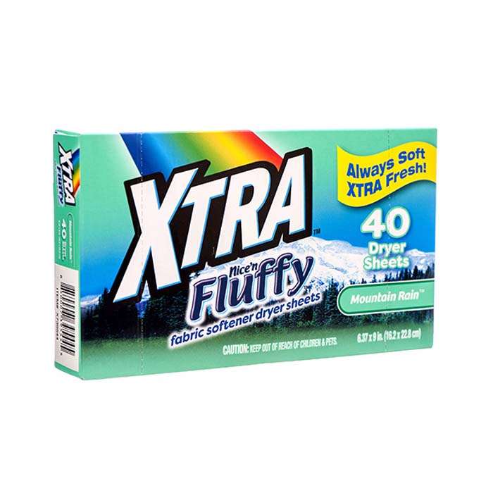 2380025 XTRA Dryer Sheets, Mountain Rain, 40 Count - Case of 12