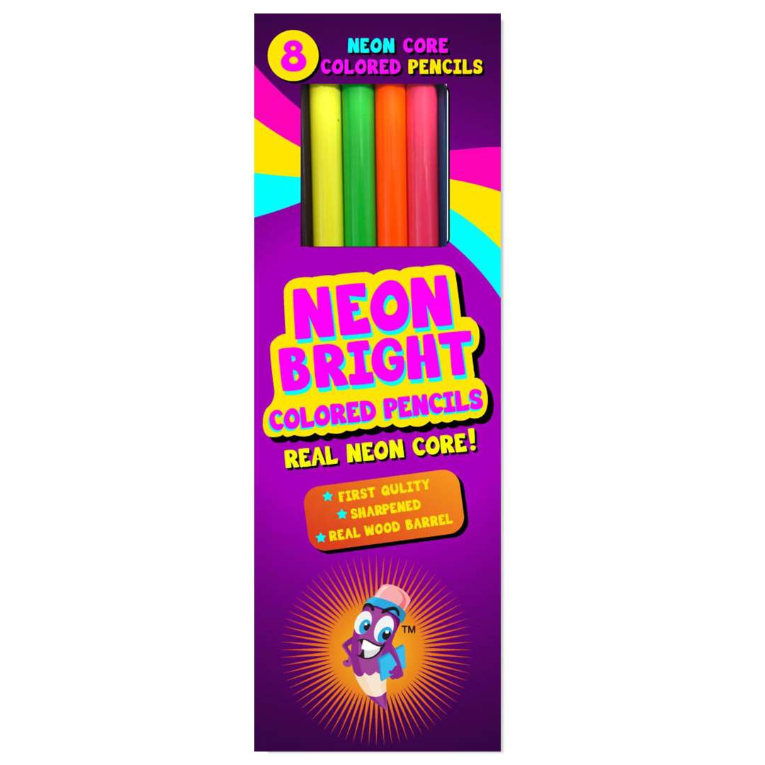 2374805 Neon Bright Colored Pencils - 8 Pre-sharpened Colors case of 24