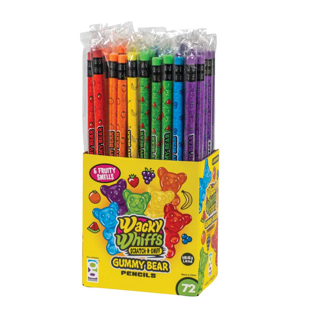 2377776 Wacky Whiffs Gummy Bear Pencils, Assorted, 72 Pack case of 1440