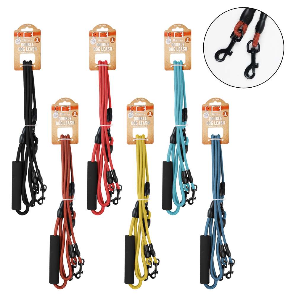 2379369 Pet Double Rope Leash, Assorted, Small case of 96