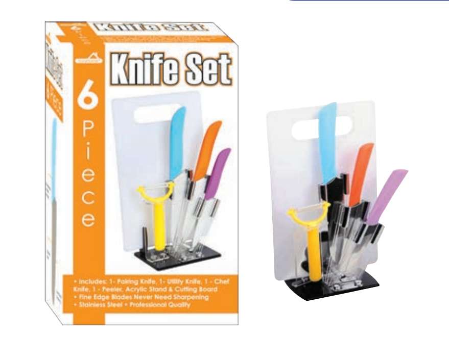 2385178 6-Piece Knife Sets with Cutting Board and Stand case of 8