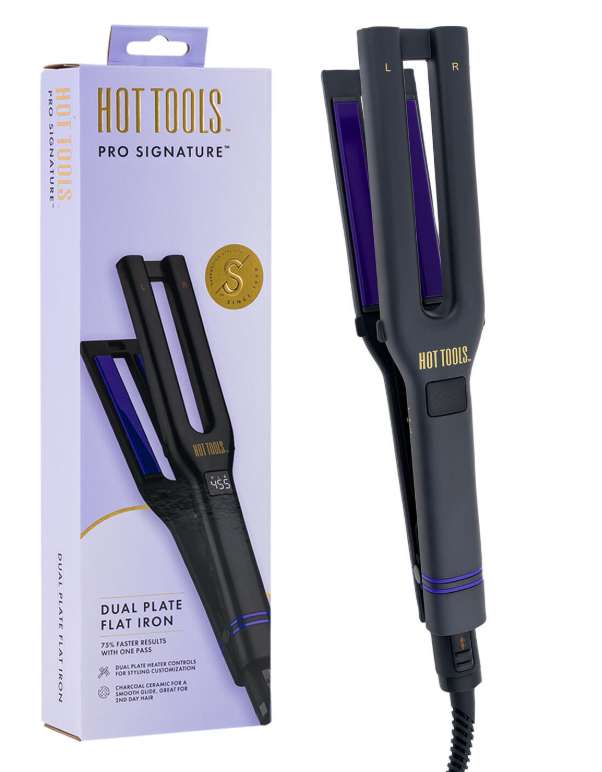 2385768 Hot Tools Pro Signature Dual Plate Charcoal Ceramic Flat Iron case of 3