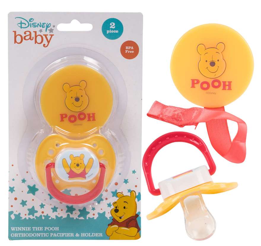 2376606 Disney Pacifier & Clip Sets - Winnie the Pooh, 2pk case of 48