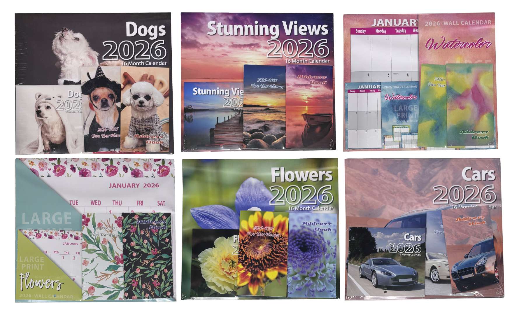 2385960 2026 Calendar Set - 4 Pack, Assorted Designs case of 48